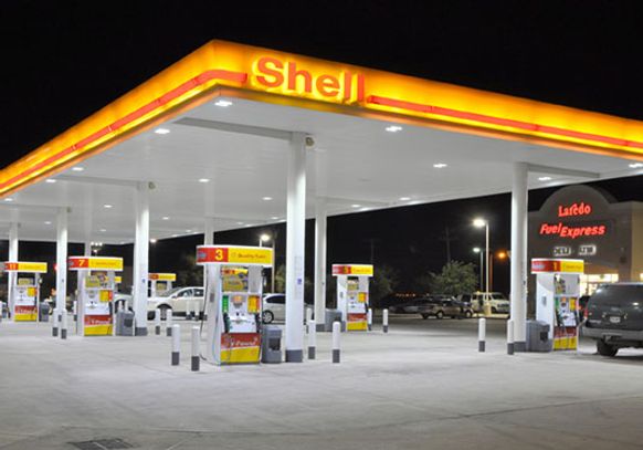 Shell gas station lights