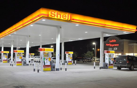 Shell gas station lights