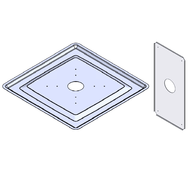 26″ Square Beauty Plate w/Backer Plate – 12″ and 16"