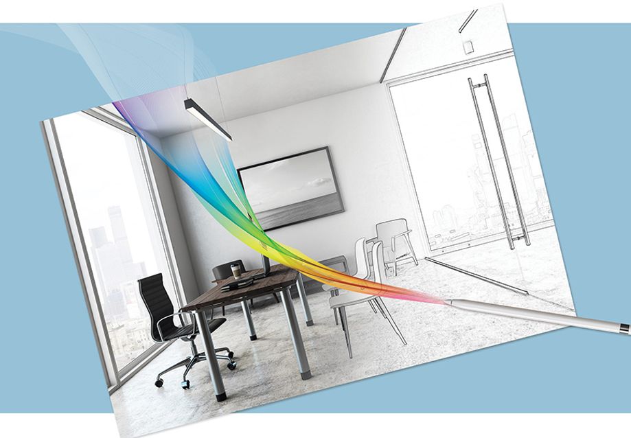 photo of office that is half drawn with a stylus